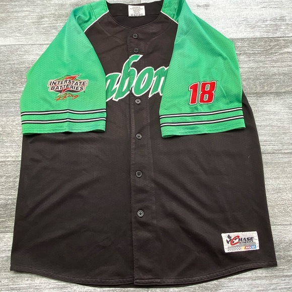 Chase Authentics Labonte Nascar 18 Baseball Jersey Button Short Sleeve Shirt - Picture 5 of 16